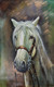 White Horse 2 (FR_1523_61601) - Framed Handmade Painting - 12in X 23in