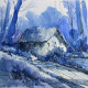 Blue County (ART-15877-103935) - Handpainted Art Painting - 11in X 11in