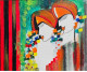 Beautiful Abstract Handmade Acrylic Colour Canvas Painting Of Radha Krishna God (ART-15886-103964) - Handpainted Art Painting - 14in X 12in