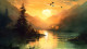 Sunset Lake (PRT-7809-104118) - Canvas Art Print - 12in X 7in