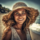A Smiling Woman (PRT-15676-104132) - Canvas Art Print - 18in X 18in