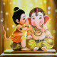 Hanuman Whispers: Ganesha Listens (ART-15908-104129) - Handpainted Art Painting - 18in X 18in