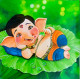 Cute Ganesha (PRT-15908-104312) - Canvas Art Print - 24in X 24in