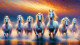 Equine Enigma: Mystical Depiction Of The Rigvedic Seven Horses (PRT-15697-104289) - Canvas Art Print - 60in X 34in