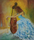 Lady With Violin (ART-15981-104280) - Handpainted Art Painting - 20in X 24in