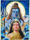 Shiva Parvati (ART-15881-104339) - Handpainted Art Painting - 20in X 29in