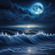 A Night With Two Moons And Rising Tides (PRT-15676-104338) - Canvas Art Print - 18in X 18in