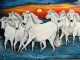 7 Horses (ART-9093-104361) - Handpainted Art Painting - 40in X 30in