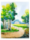 Indian Village Scenery In Transparent Watercolor Scenery (ART-15041-104489) - Handpainted Art Painting - 11in X 13in