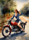 Biker Girl 2 (PRT-8991-104682) - Canvas Art Print - 43in X 60in