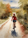 Bicycle Girl (PRT-8991-104681) - Canvas Art Print - 43in X 60in