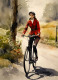 Bicycle Girl 4 (PRT-8991-104680) - Canvas Art Print - 43in X 60in