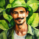 Green Hat 2 (PRT-8991-104808) - Canvas Art Print - 60in X 60in