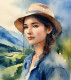 Hat Girl (PRT-8991-104871) - Canvas Art Print - 53in X 60in