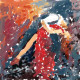 Dancing Couple Abstract Painting (ART-3053-104724) - Handpainted Art Painting - 24in X 24in