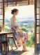 Waiting Girl (PRT-8991-104926) - Canvas Art Print - 43in X 60in