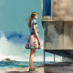Waiting Girl 5 (PRT-8991-104930) - Canvas Art Print - 60in X 60in