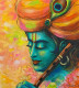 Krishna Painting (ART-3512-104971) - Handpainted Art Painting - 10in X 11in