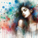 Modern Girl Abstract 3 (PRT-8991-105030) - Canvas Art Print - 60in X 60in
