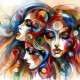 Modern Woman Abstract 2 (PRT-8991-105017) - Canvas Art Print - 60in X 60in