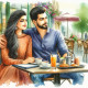 Indian Couple On Date (PRT-8991-104996) - Canvas Art Print - 60in X 60in