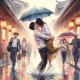 Couple In Rain 5 (PRT-8991-105113) - Canvas Art Print - 60in X 60in