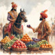 Fruit Vendor (2) (PRT-8991-105096) - Canvas Art Print - 60in X 60in