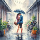 Couple In Rain 7 (PRT-8991-105115) - Canvas Art Print - 60in X 60in
