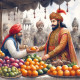 Fruit Vendor 11 (PRT-8991-105098) - Canvas Art Print - 60in X 60in