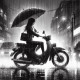 Biker Girl 6 (PRT-8991-105165) - Canvas Art Print - 60in X 60in