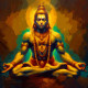 Divine Contemplation: Lord Hanuman (PRT-15697-105179) - Canvas Art Print - 60in X 60in