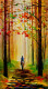Landscape Abstract Tree Women Male Horses (PRT-7809-105202) - Canvas Art Print - 7in X 12in