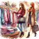 Shopping (PRT-8991-105222) - Canvas Art Print - 60in X 60in