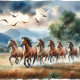 Horses 2 (PRT-8991-105315) - Canvas Art Print - 60in X 60in