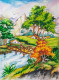 The Mountain Village! (ART-16096-105344) - Handpainted Art Painting - 8in X 11in