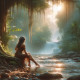 Woman Waterfall 6 (PRT-8991-105414) - Canvas Art Print - 60in X 60in