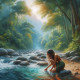 Woman Waterfall 4 (PRT-8991-105412) - Canvas Art Print - 60in X 60in