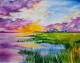 Reflection Of Skies! (ART-16096-105360) - Handpainted Art Painting - 16in X 11in