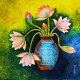 Lotus (ART-16050-105428) - Handpainted Art Painting - 30in X 30in