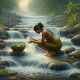 Lady In River 18 (PRT-8991-105502) - Canvas Art Print - 60in X 60in