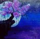 Midnight Serenity:moonlight Reflections (ART-16086-105463) - Handpainted Art Painting - 11in X 13in