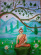 Budhha With Beautiful Nature (ART-8875-105515) - Handpainted Art Painting - 11in X 14in