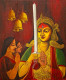 Goddess Durga - Women Power (ART-16110-105600) - Handpainted Art Painting - 30in X 36in