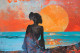 Awareness  Woman Red Blac (PRT-7809-105647) - Canvas Art Print - 12in X 8in