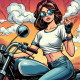 Comics Girl 5 (PRT-8991-105692) - Canvas Art Print - 60in X 60in