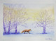 Fox In The Woods (ART-15803-105901) - Handpainted Art Painting - 12in X 8in