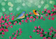 Blue Bird And Orange Bird | Birds (ART-16175-105958) - Handpainted Art Painting - 20in X 14in