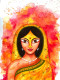 Indian Woman In Colours (ART-7998-105998) - Handpainted Art Painting - 8in X 11in