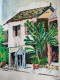 House And A Banana Tree (ART-16205-106081) - Handpainted Art Painting - 12in X 17in