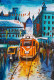 Morning Light In City (ART-2874-106258) - Handpainted Art Painting - 14in X 21in